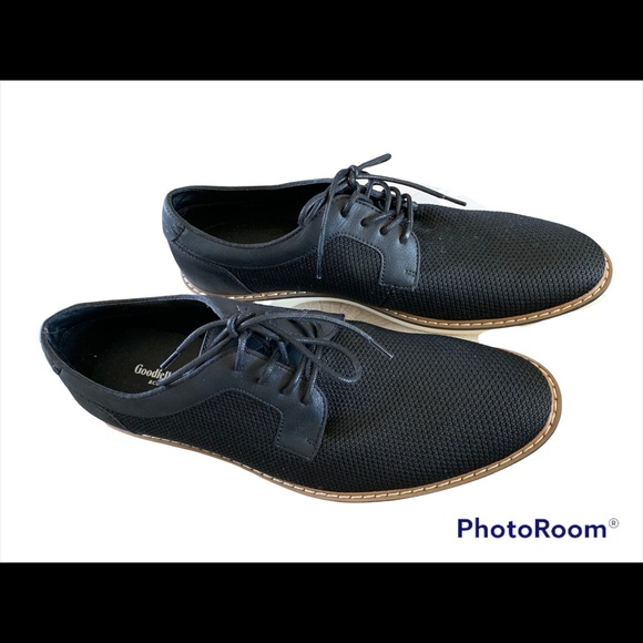 Goodfellow black fabric with white rubber soles casual tie up Oxfords size 11 - Picture 3 of 6